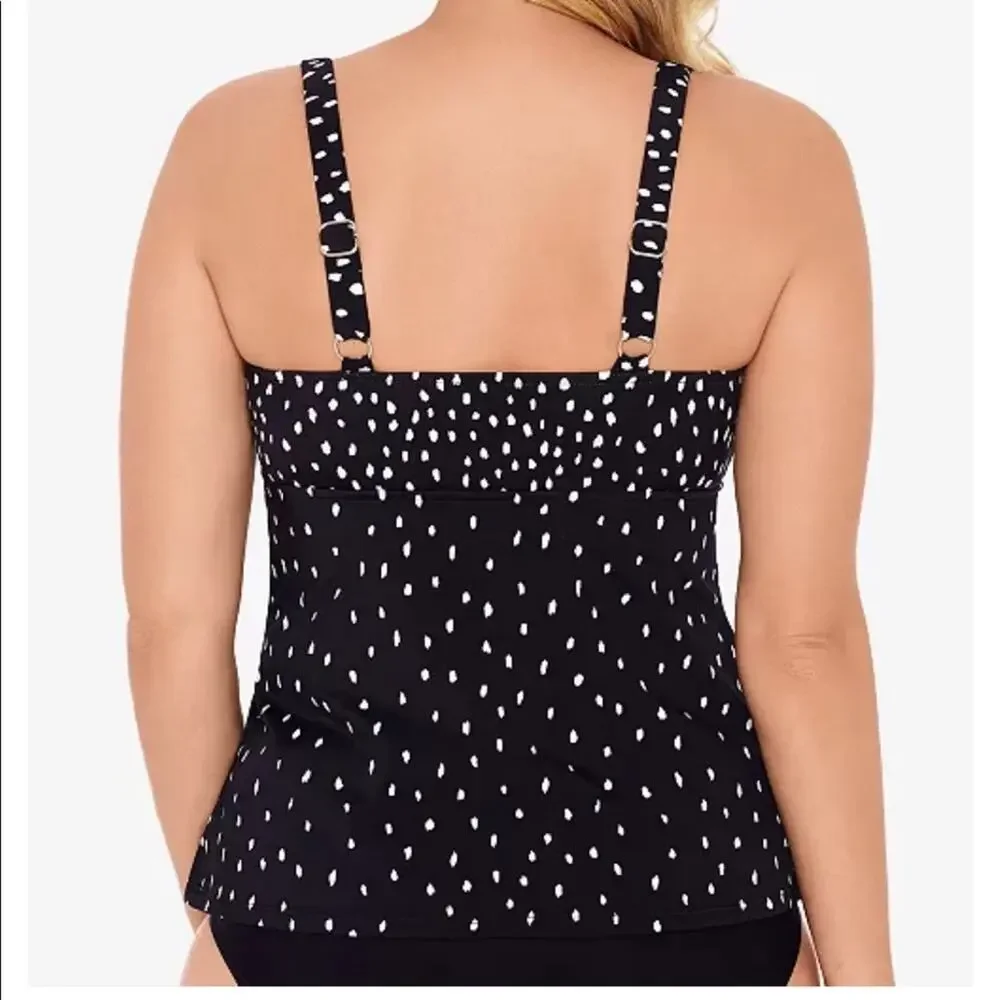 Swim Solutions black polka dot Tiered Tankini Top